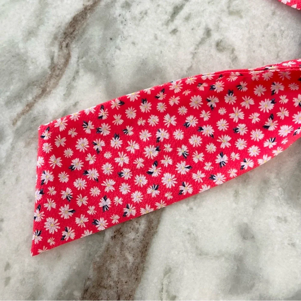 Floral Hair Scrunchie Bandana Ponytail Scarf - Red White & Blue